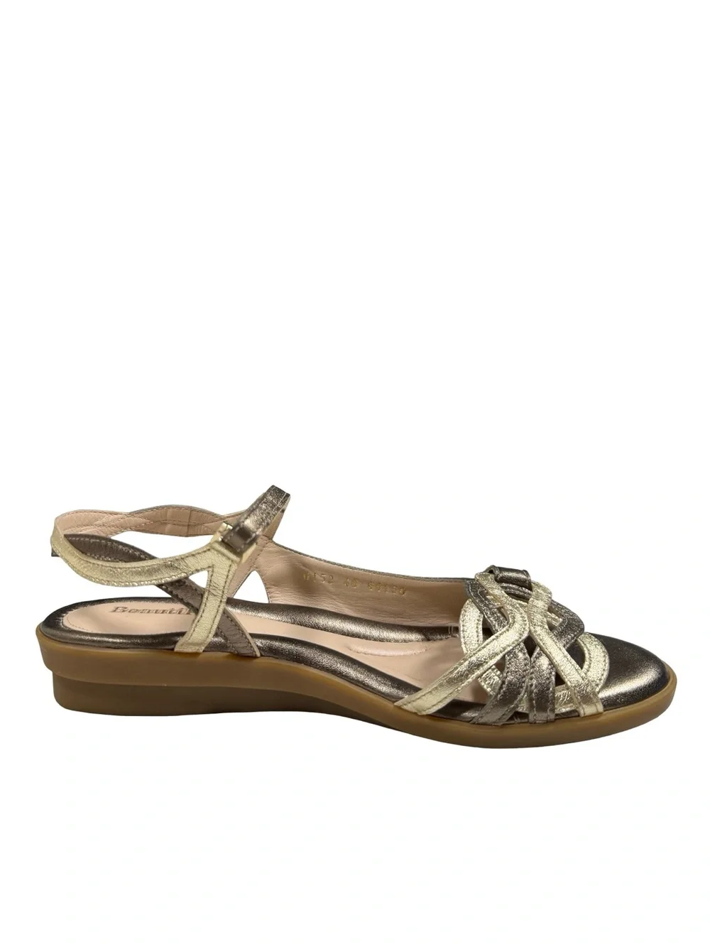 BeautiFeel Sandals Womens Eu40 US 9 Metallic Gold Bronze Leather Comfort Straps